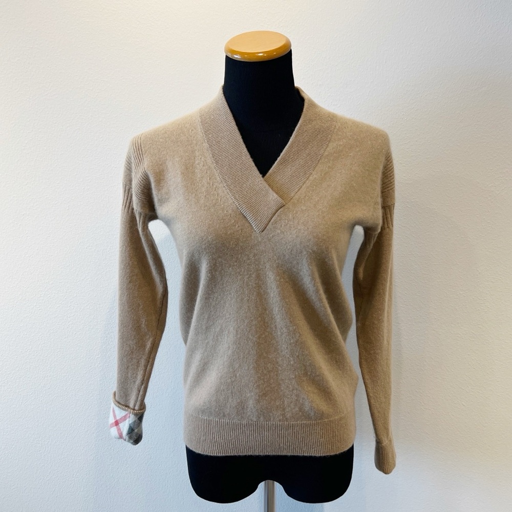 Burberry Brit Plaid Cuff Cashmere Sweater - Picture 3 of 13